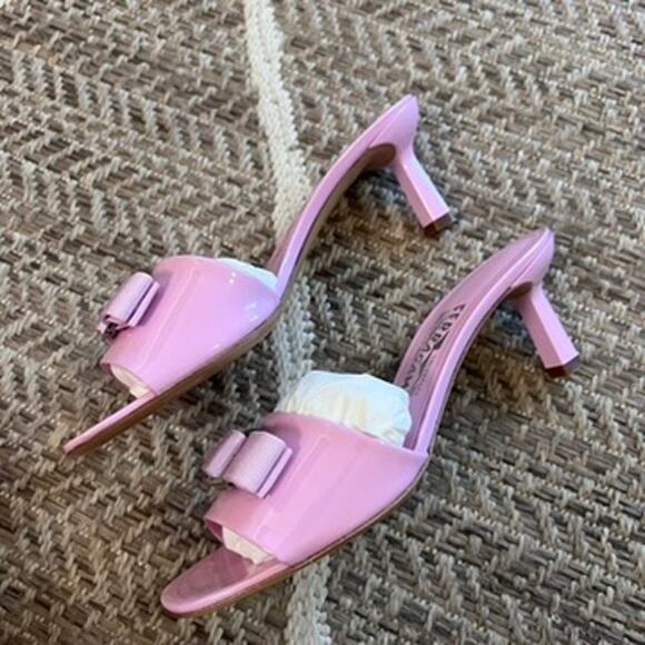 Ferragamo Glo 55 Kitten Heel Bubblegum Pink Sz 8 - Picture 5 of 7